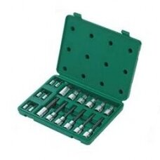 1/4" + 1/2" Galvučių su antgaliais rinkinys (TORX) 18vnt.