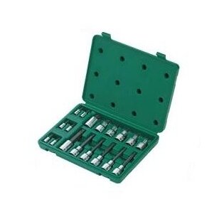 1/4" + 1/2" Galvučių su antgaliais rinkinys (TORX) 18vnt.