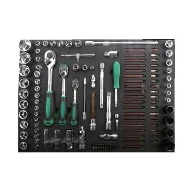 1/4" + 3/8" + 1/2" Dr. Socket wrench set 122pcs. Tray