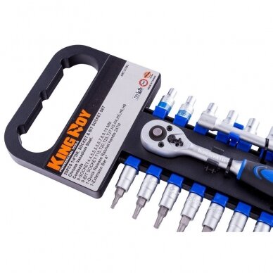 1/4" Galvučių ir galvučių su antgaliais TORX. HEX rinkinys 20vnt. 3