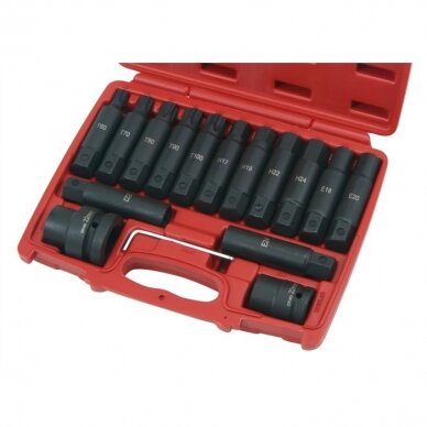 3/4" + 1" Dr. Bit socket impact set (TORX, E-TORX, HEX) 6pcs.