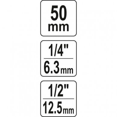 Adapteris suktuvui smūg. 1/2" - HEX 1/4" , 50mmL 4