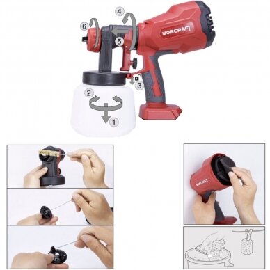 Li-ion Cordless Spray Gun Ø1.8mm, Ø2.6mm 20V LI-ION 9