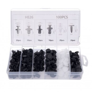 Plastic Push-Type Clip Universal Assortment (100pcs) 2