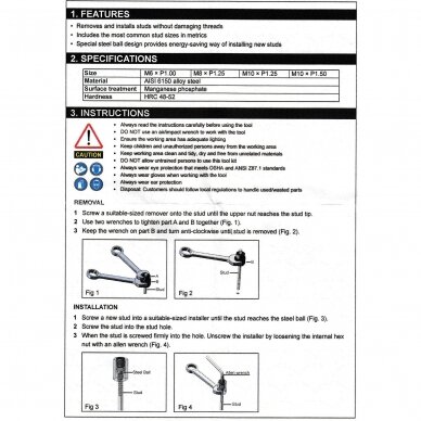 Stud removal & insert set 8pcs 2