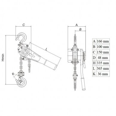 Double lever block 1.5t 3