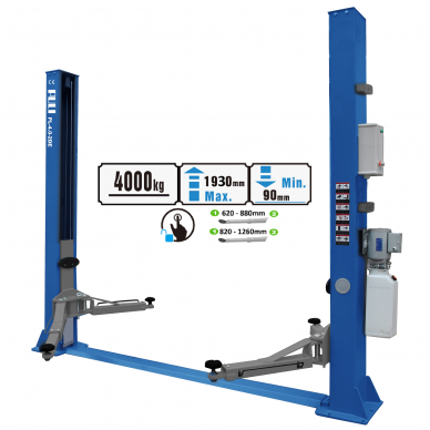 Two post hydraulic lift with electromagnetic release, 4.0t