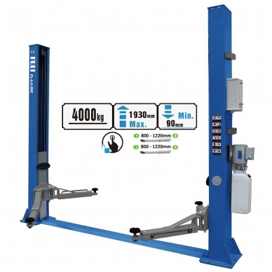 Two post hydraulic lift with electromagnetic release, 4.0t