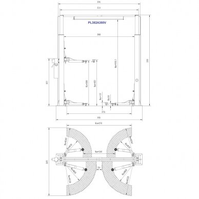 Clearfloor 2-post lift, 4.0t 2