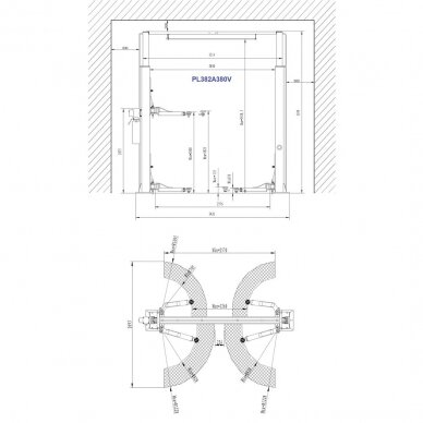 Clearfloor 2-post lift, 4.0t 3