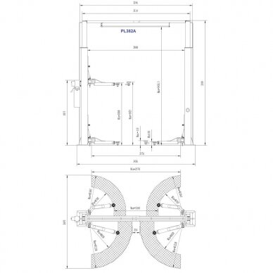 Clearfloor 2-post lift, 4.0t 2