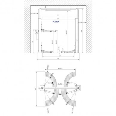 Clearfloor 2-post lift, 4.0t 3