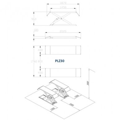 Scissor hydraulic lift, 3.0t 2