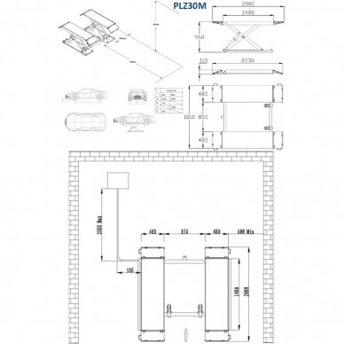 Scissor hydraulic lift with electromagnetic release, 3.0t 380V 2