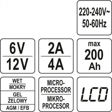 Įkroviklis akumuliatoriui elektroninis 6/12V 2/4A 200Ah 6