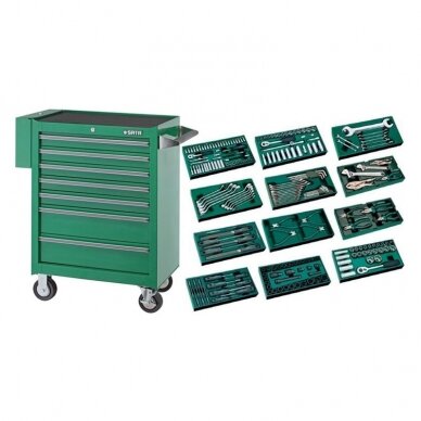 Roller cabinet with tool set trays, 246pcs.