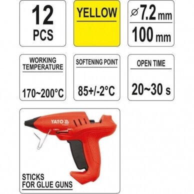 Hot glue stick set (yellow) (12pcs) 7.2x100mm 2