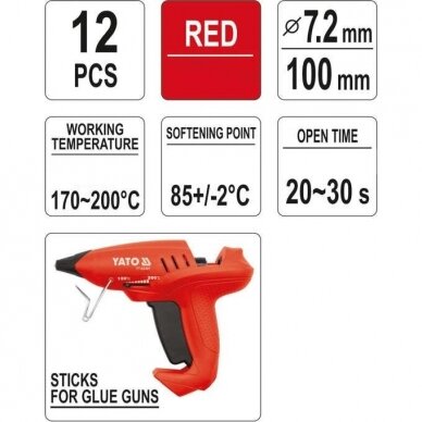 Hot glue stick set (red) (12pcs) 7.2x100mm 2