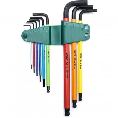 L-Handle Hex key extra long colored ball point set 9pcs (1.5-10mm) 2