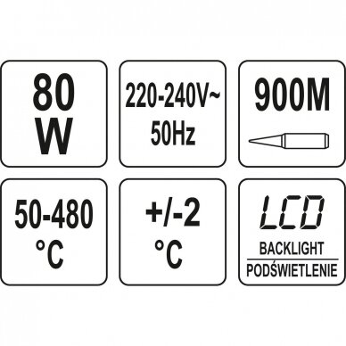 Lituoklis su LCD ekranu 80W 900M 6