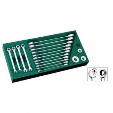 Tray. Ratcheting combination wrench set  19pcs.