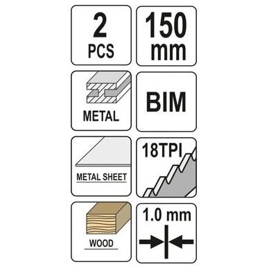 Pjūklas stumdomam siaurapjūkliui 150mm 18TPI (2vnt) 2