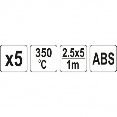 Plastiko suvirinimo juostų rinkinys (5vnt) (ABS terpolimeras) 2.5x5mm 5х1m 3