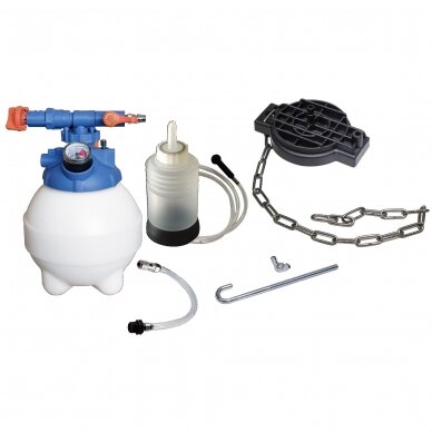 Pneumatic extract and discharge pump for brake fluid 3l with universal adapter