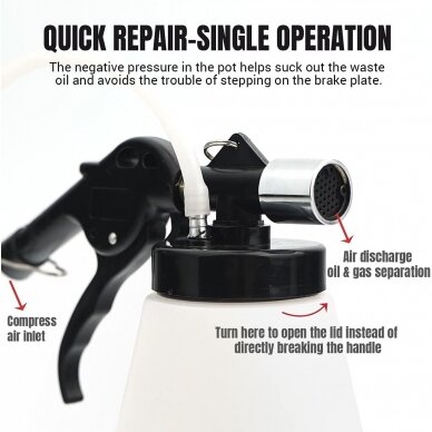 Pneumatic brake bleeder with filler system and adapters 4