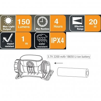 COB rechargeable head lamp with sensor 2