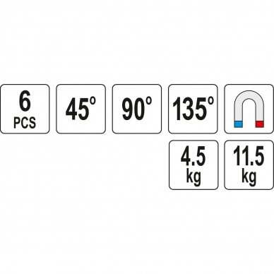 Suvirinimo kampų magnetinių rinkinys (6vnt)(45°-90°-135°) 3