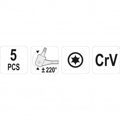 TORX lanksčių raktų rinkinys (5vnt) T15-T60 2