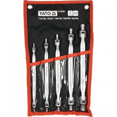 Double flexi-head TORX wrench set 5pcs T15-T60