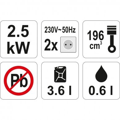 YATO YT-85453 Generatorius benzininis su AVR sistema 2,7kW 2