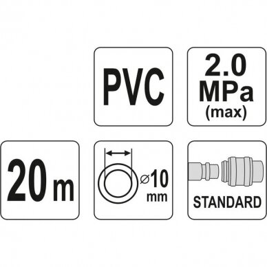 PVC air hose with quick couplers Ø10 x 14mm, 20m 2